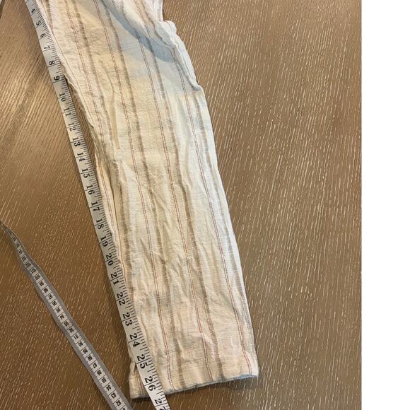 Zara sz Medium Striped Linen Cotton Blend Women’s Pants Cream Drawstring - Picture 5 of 6